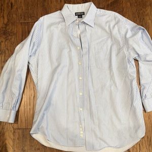 Lands End light blue long sleeve striped button down 17 neck size